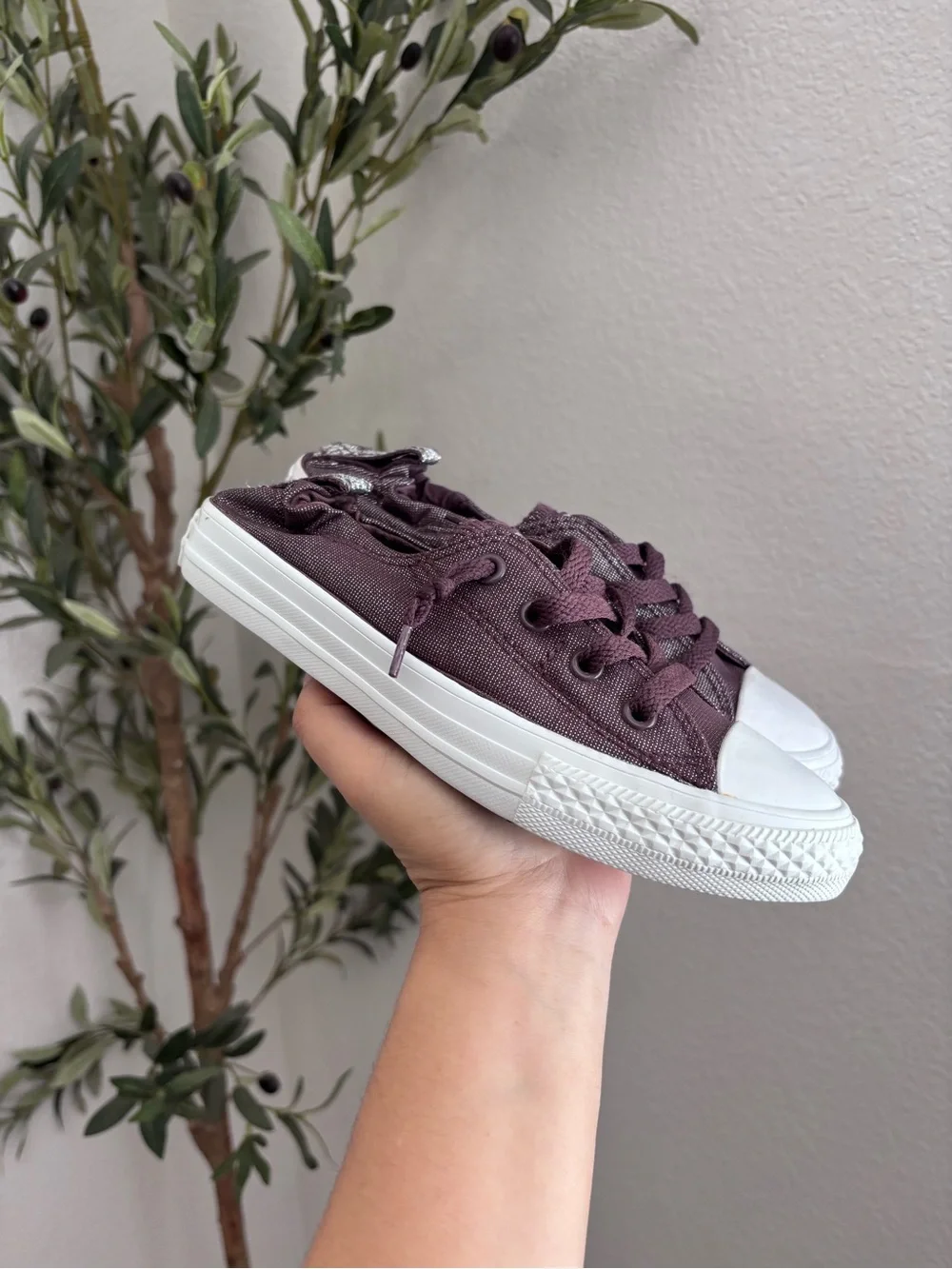 Converse All Star Purple Glitter Shoreline Slip On Sneakers 2